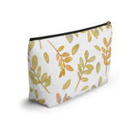 Watercolor Tossed Leaves Accessory Pouch w T-bottom in Yellow